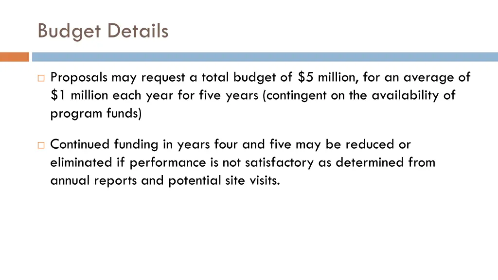 budget details