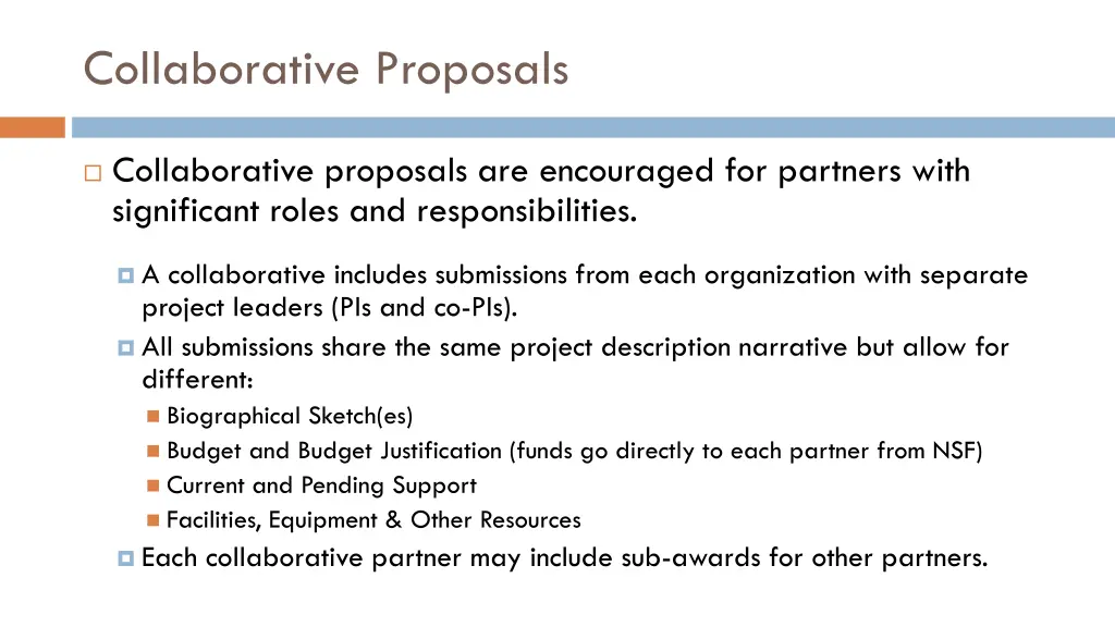 collaborative proposals