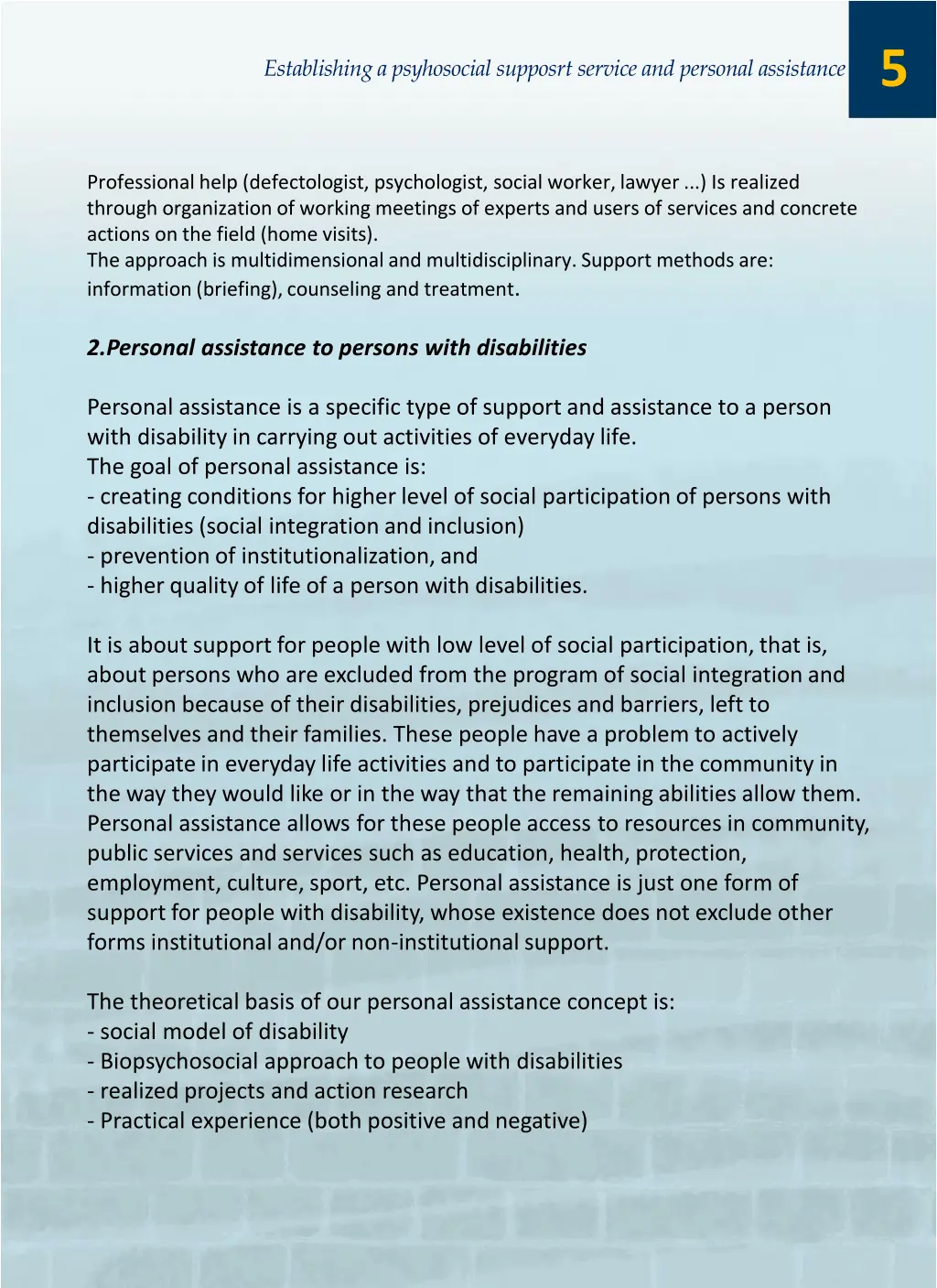 establishing a psyhosocial supposrt service 1