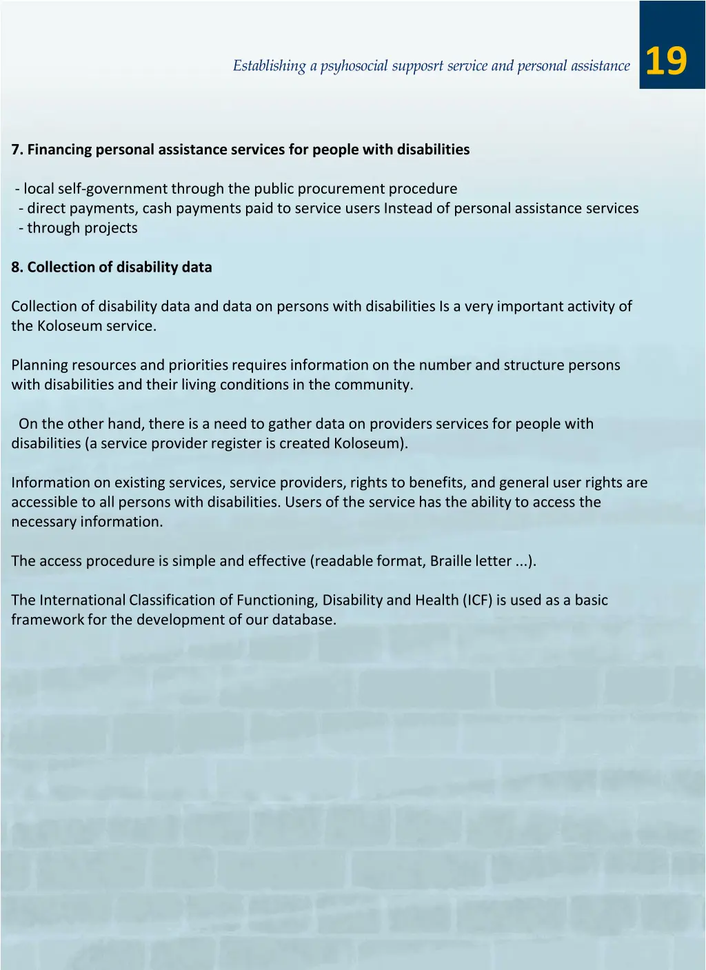 establishing a psyhosocial supposrt service 10