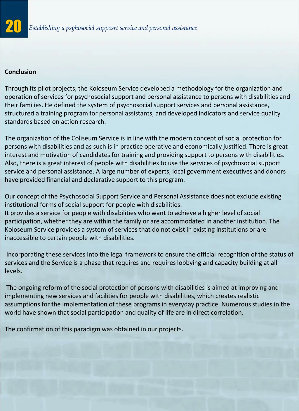 establishing a psyhosocial supposrt service 11
