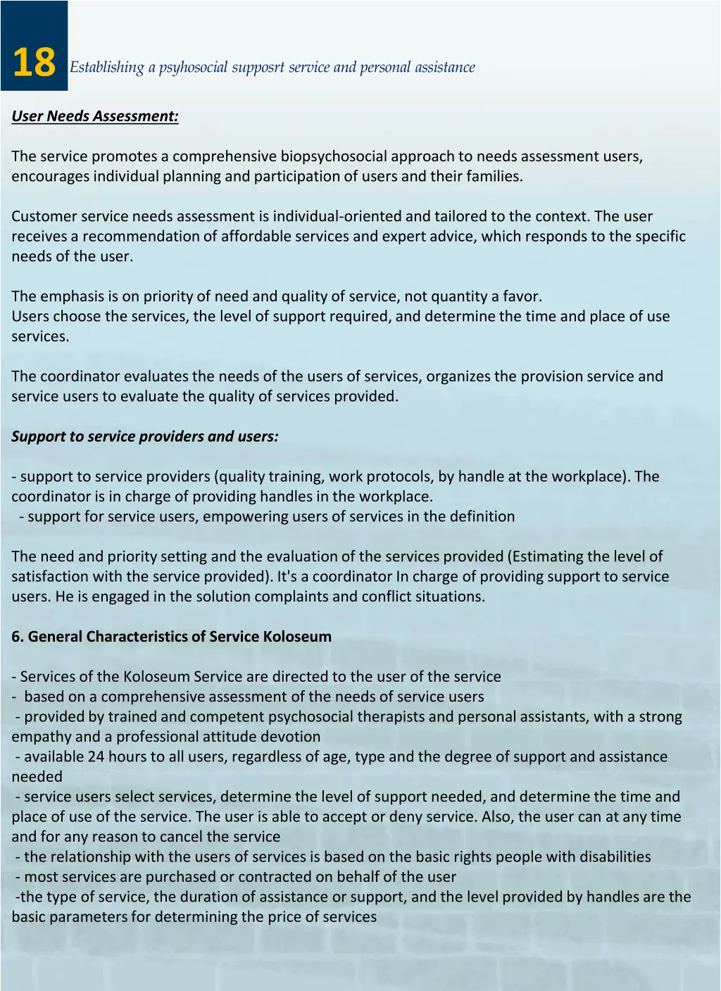 establishing a psyhosocial supposrt service 9