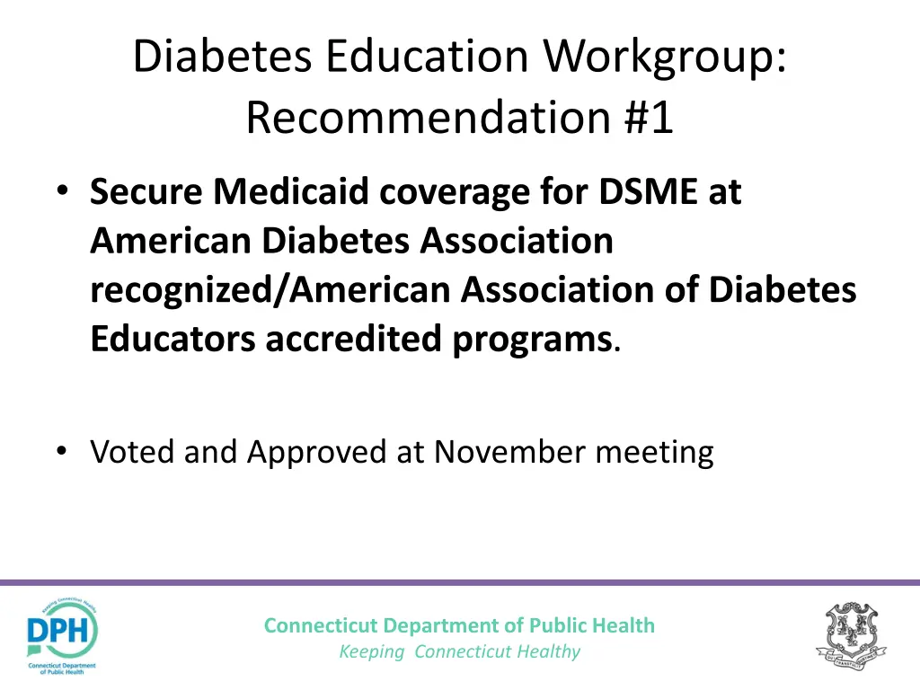 diabetes education workgroup recommendation 1