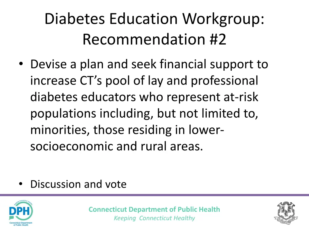 diabetes education workgroup recommendation 2