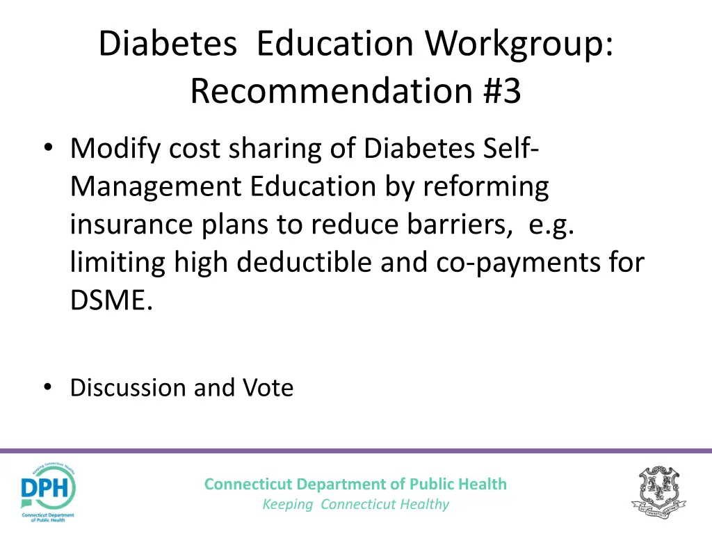 diabetes education workgroup recommendation 3
