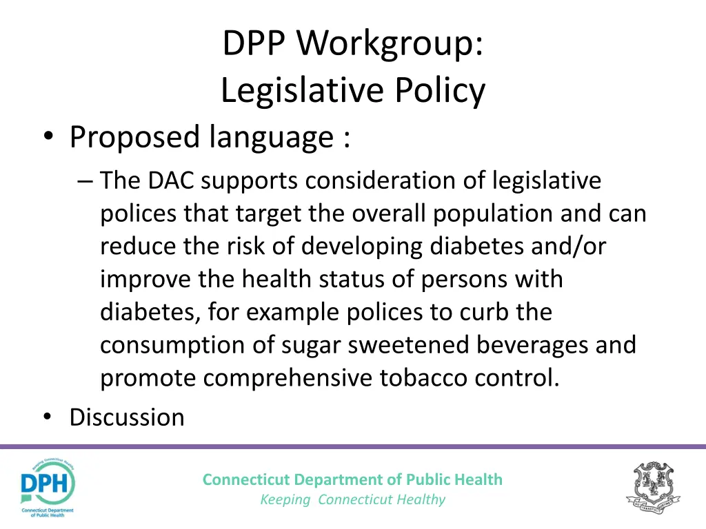 dpp workgroup legislative policy