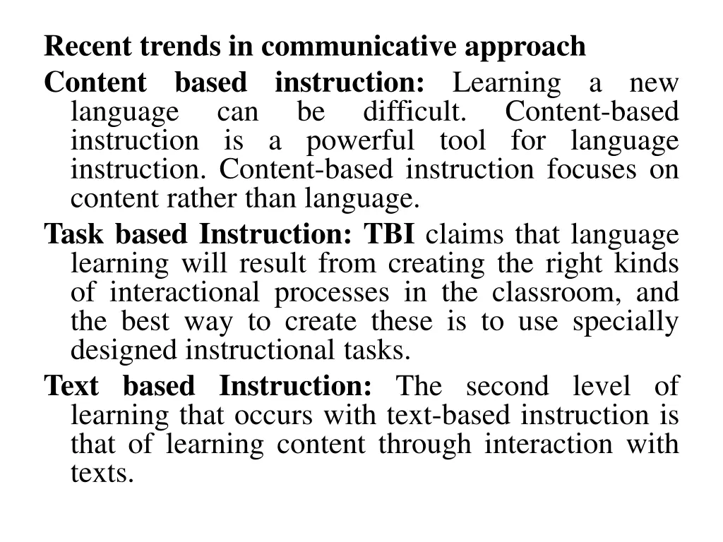 recent trends in communicative approach content