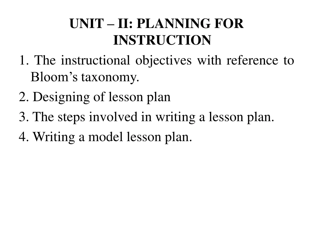 unit ii planning for instruction