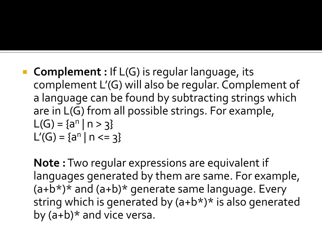 complement if l g is regular language