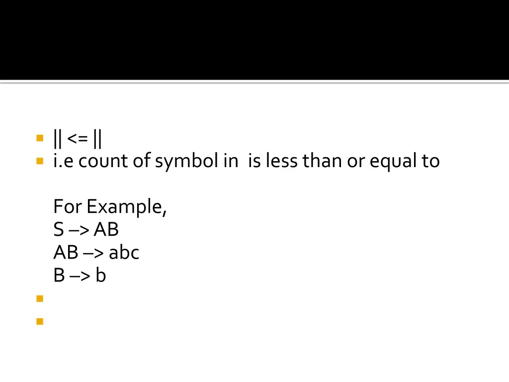 i ecount of symbol in is less than or equal to 1