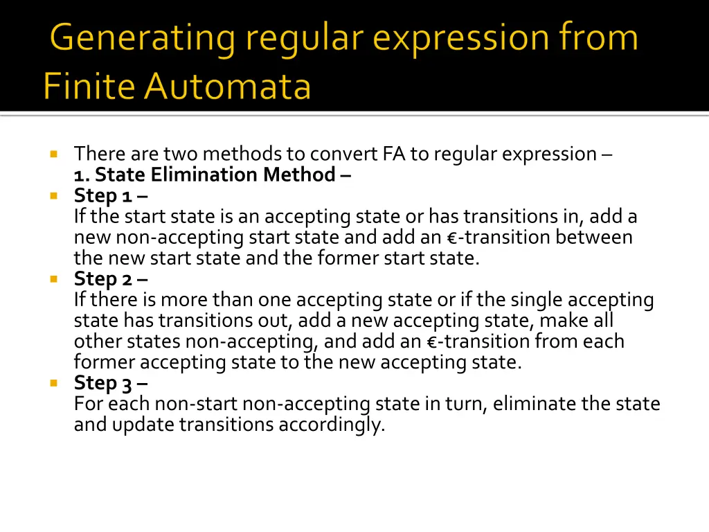 there are two methods to convert fa to regular