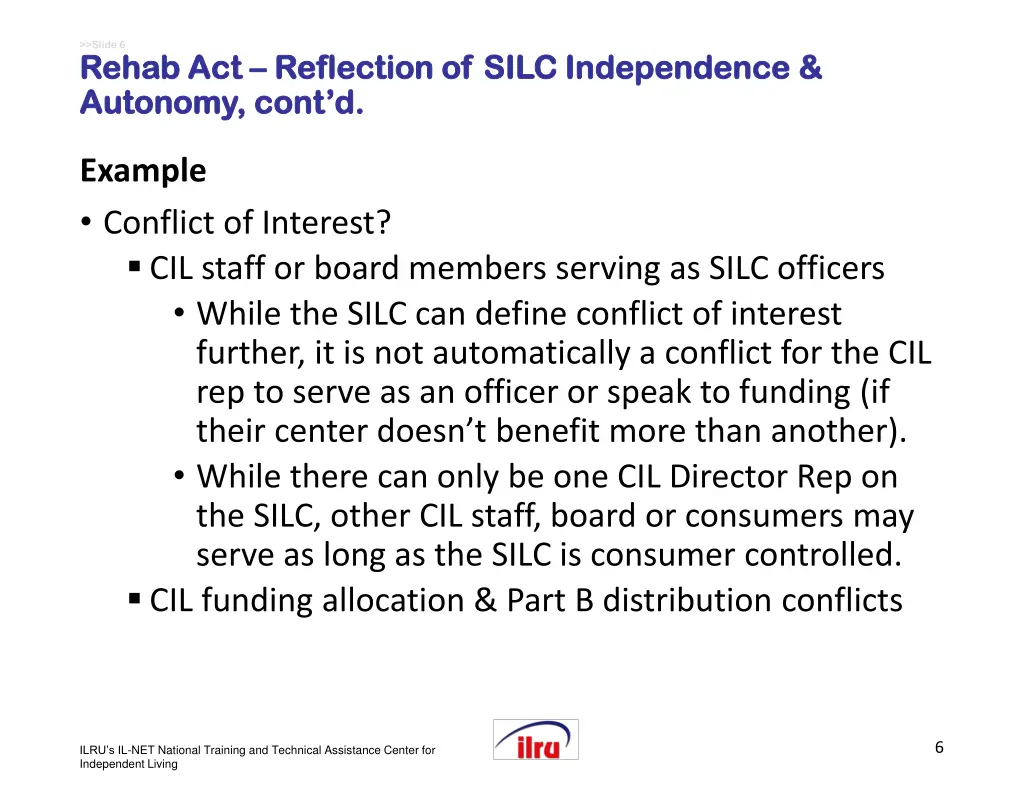 slide 6 rehab act rehab act reflection of silc