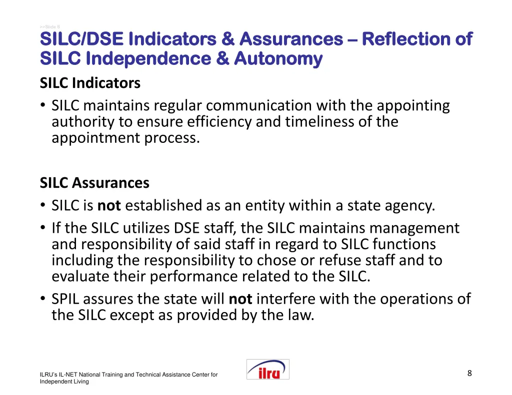 slide 8 silc dse indicators assurances silc
