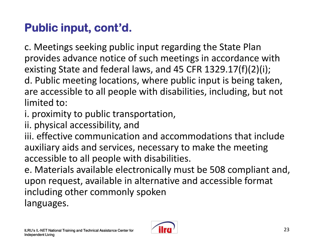 slide 23 public input cont d public input cont d