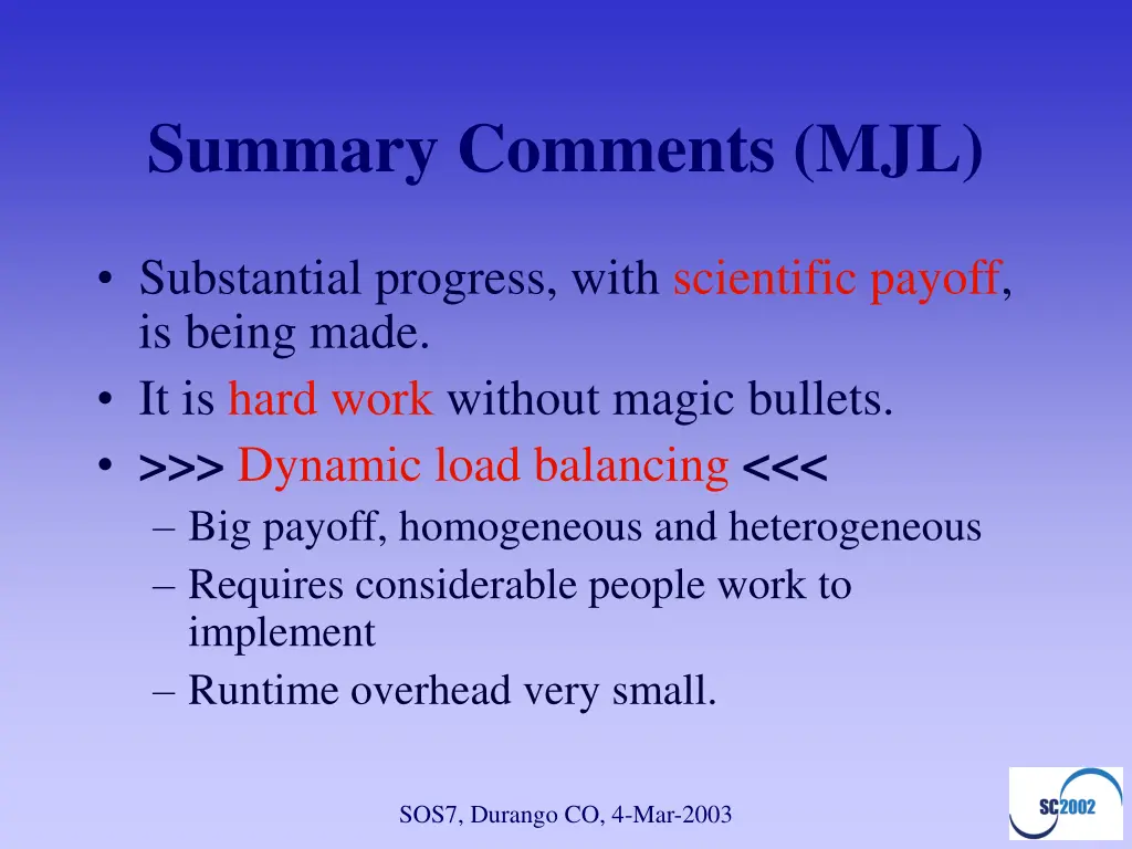 summary comments mjl