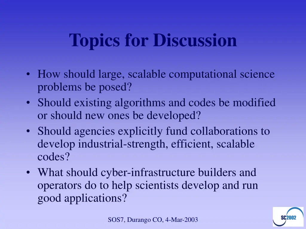 topics for discussion