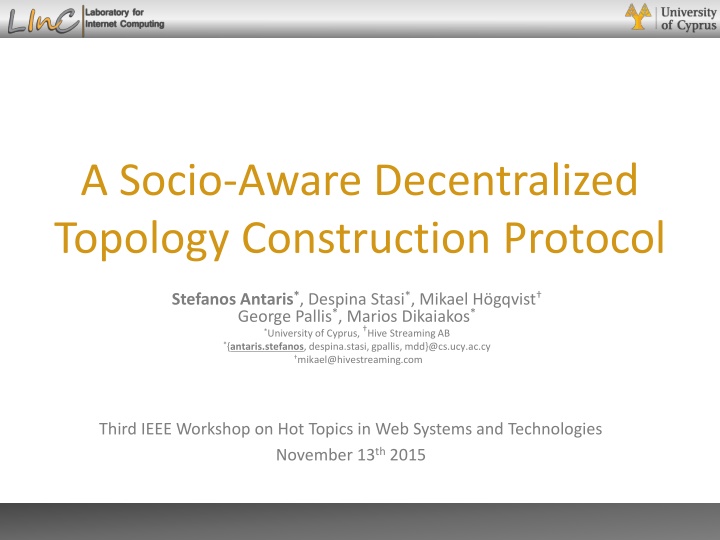 a socio aware decentralized topology construction