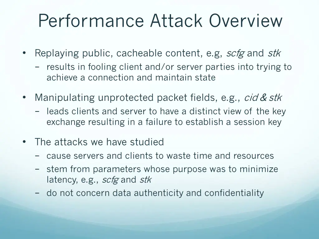 performance attack overview