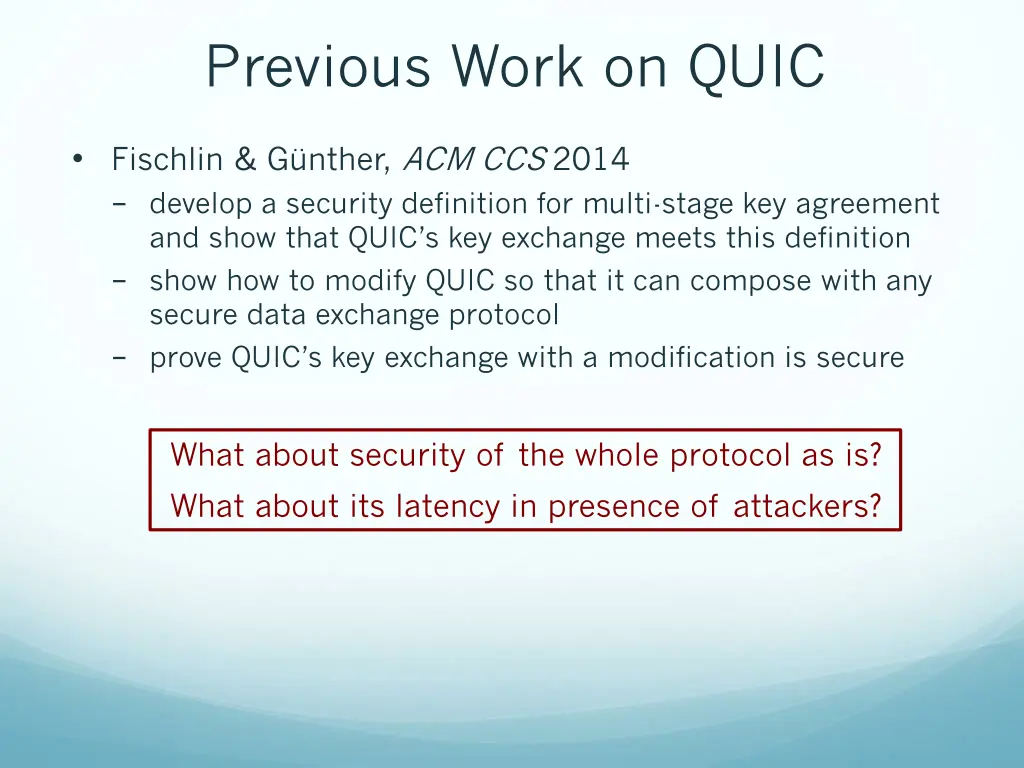 previous work on quic