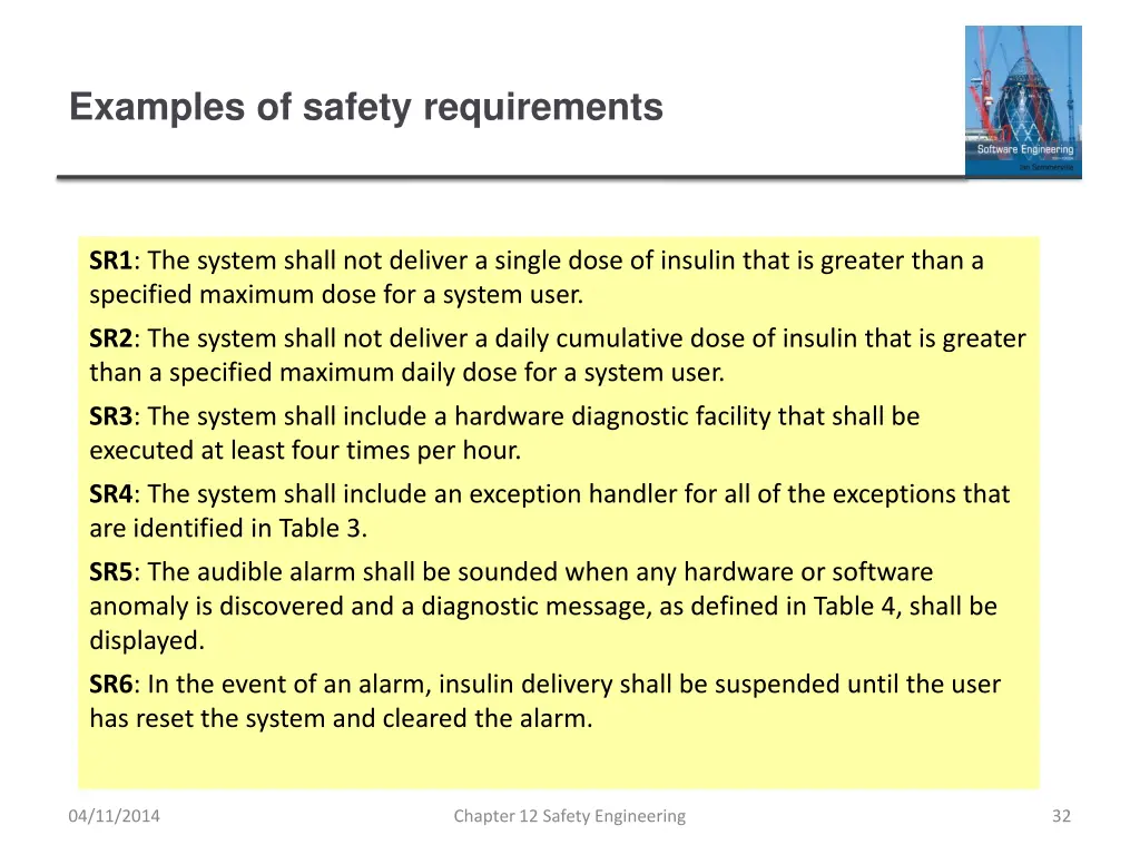 examples of safety requirements