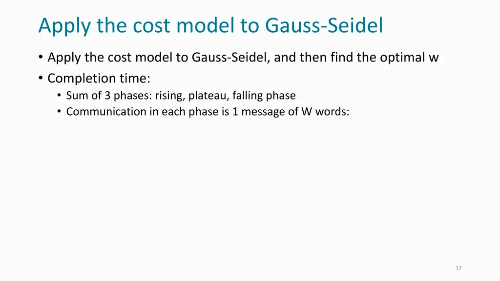 apply the cost model to gauss seidel