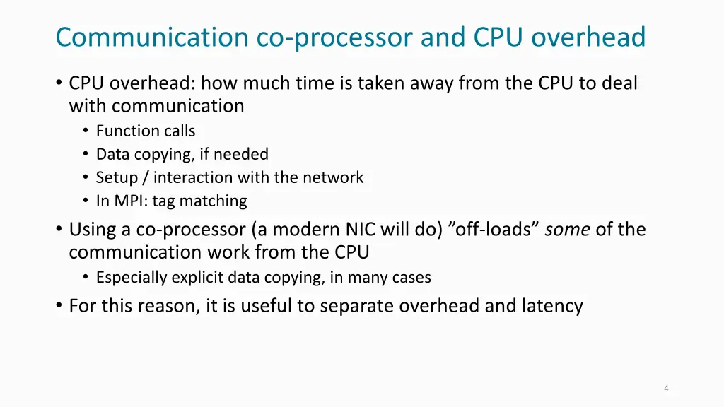 communication co processor and cpu overhead