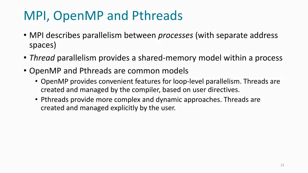 mpi openmp and pthreads