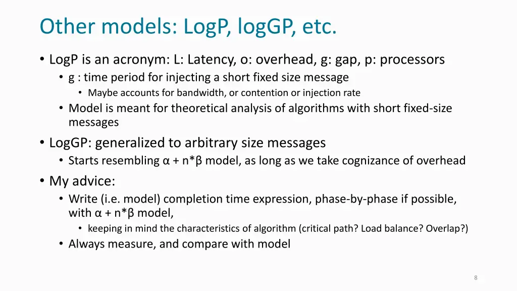 other models logp loggp etc