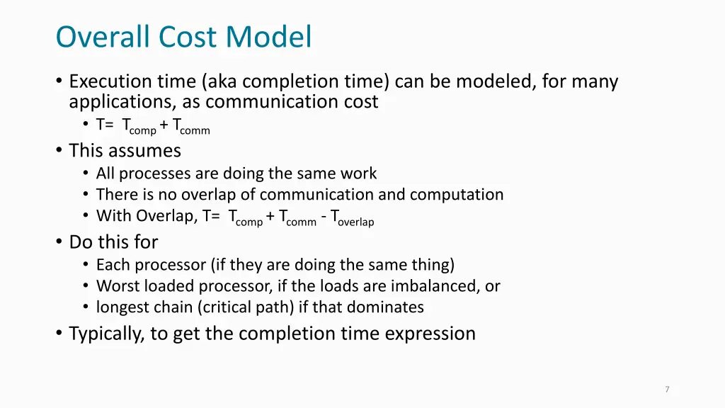 overall cost model