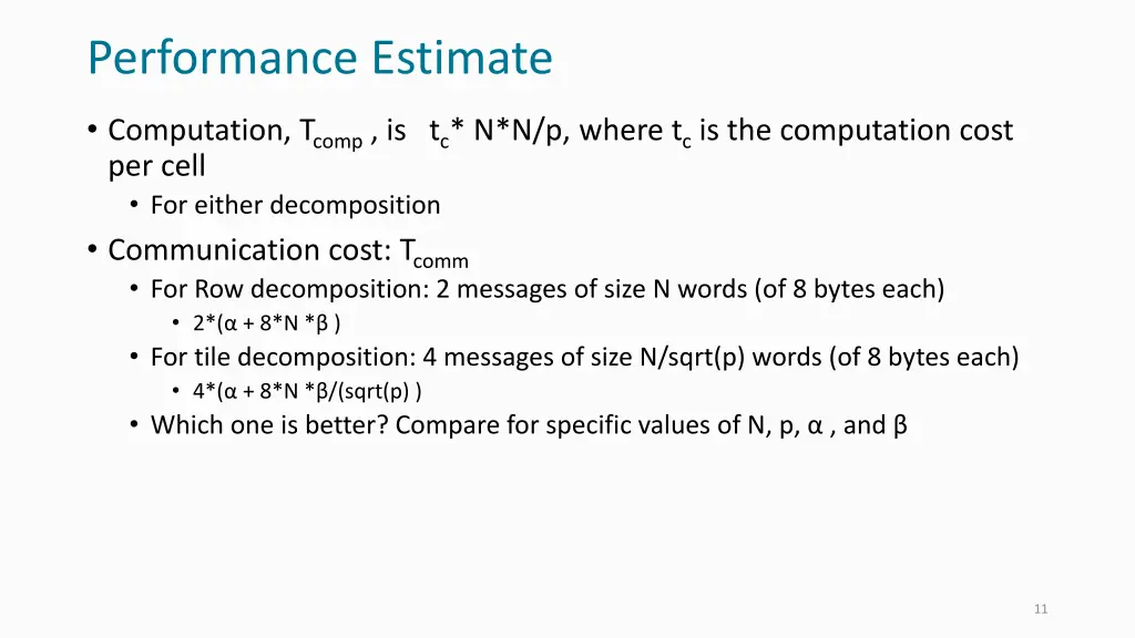 performance estimate
