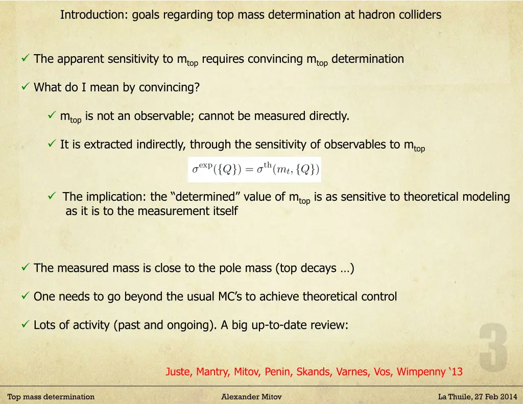 introduction goals regarding top mass