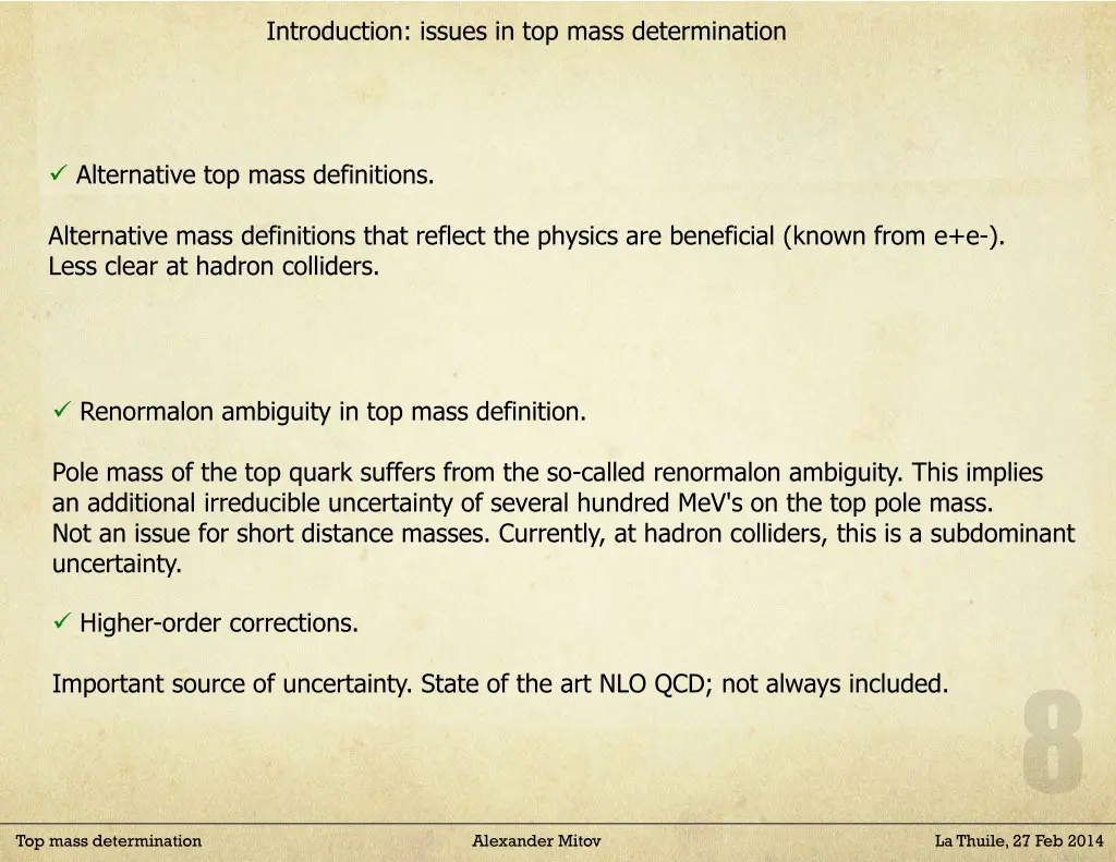 introduction issues in top mass determination 2