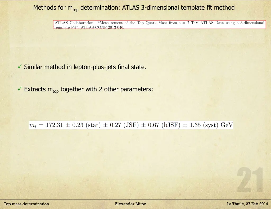 methods for m top determination atlas