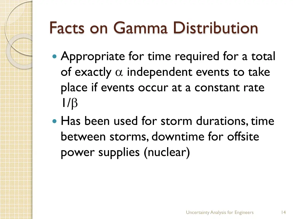 facts on gamma distribution