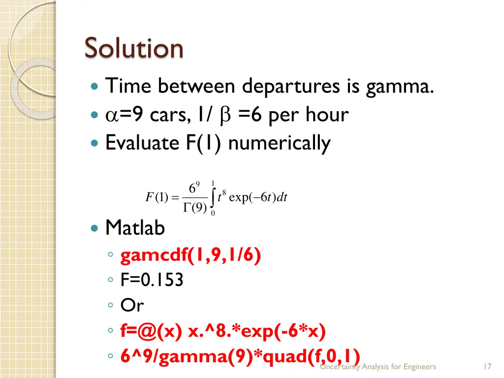solution time between departures is gamma 9 cars