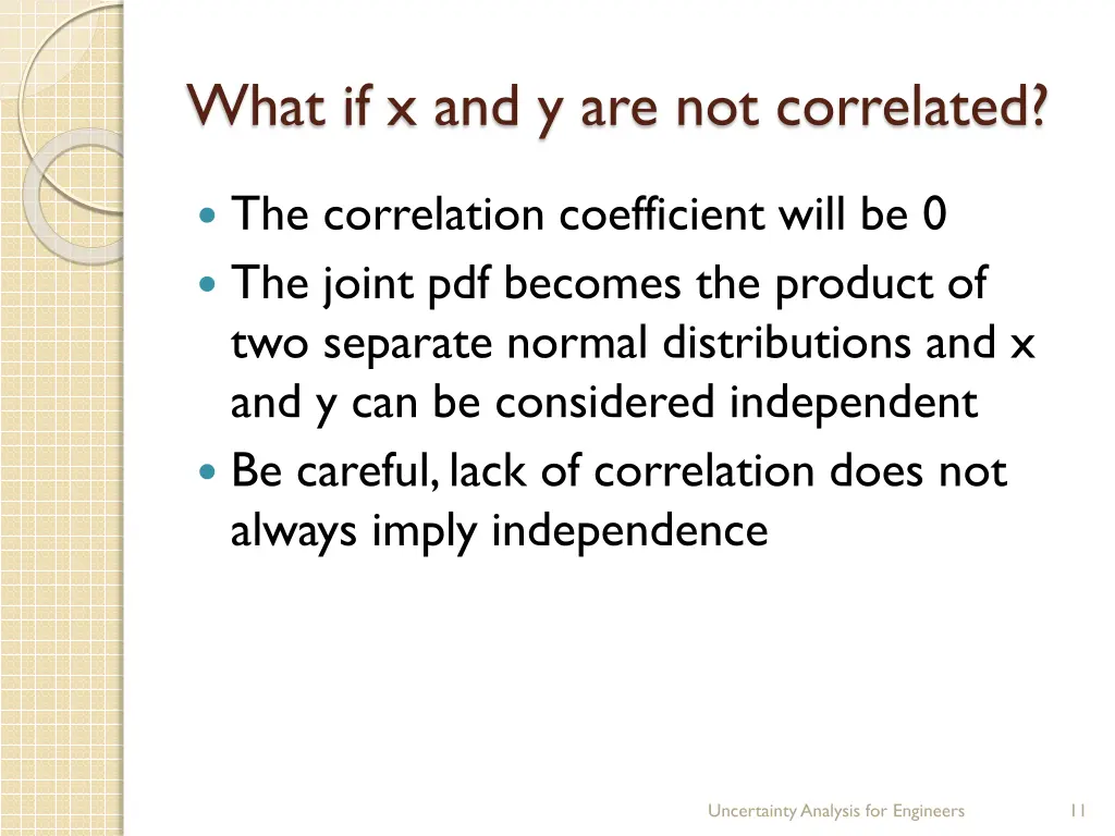 what if x and y are not correlated