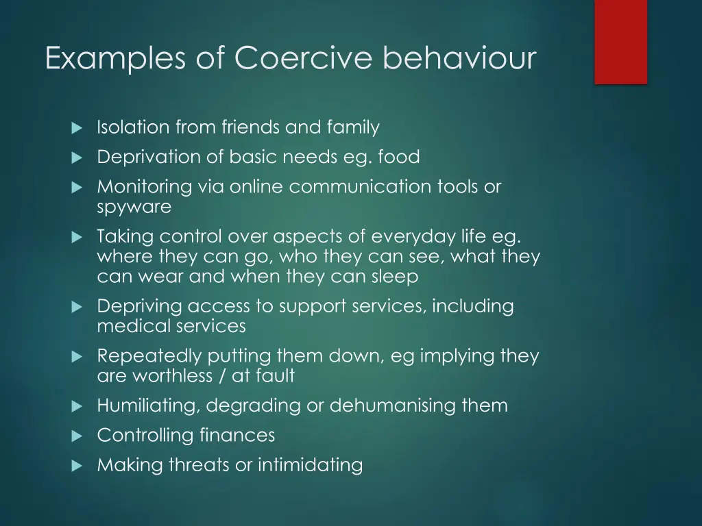 examples of coercive behaviour