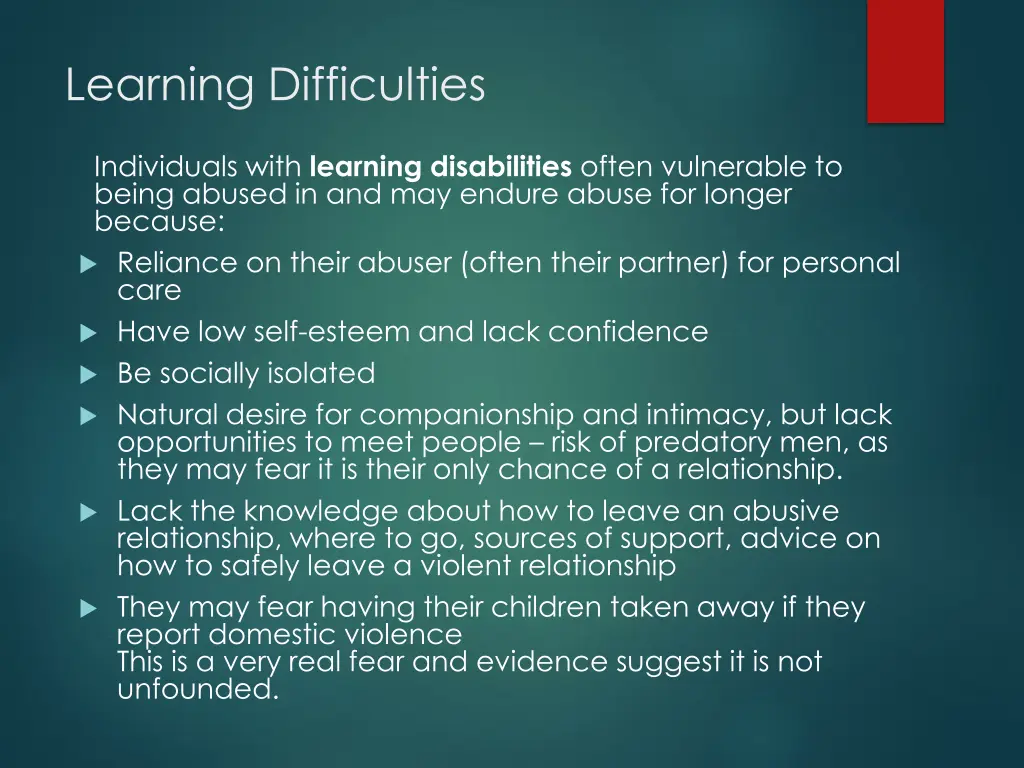 learning difficulties
