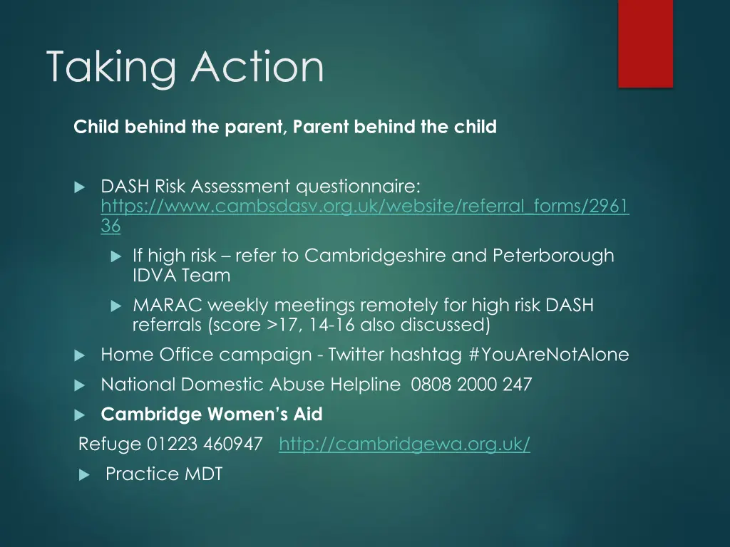 taking action