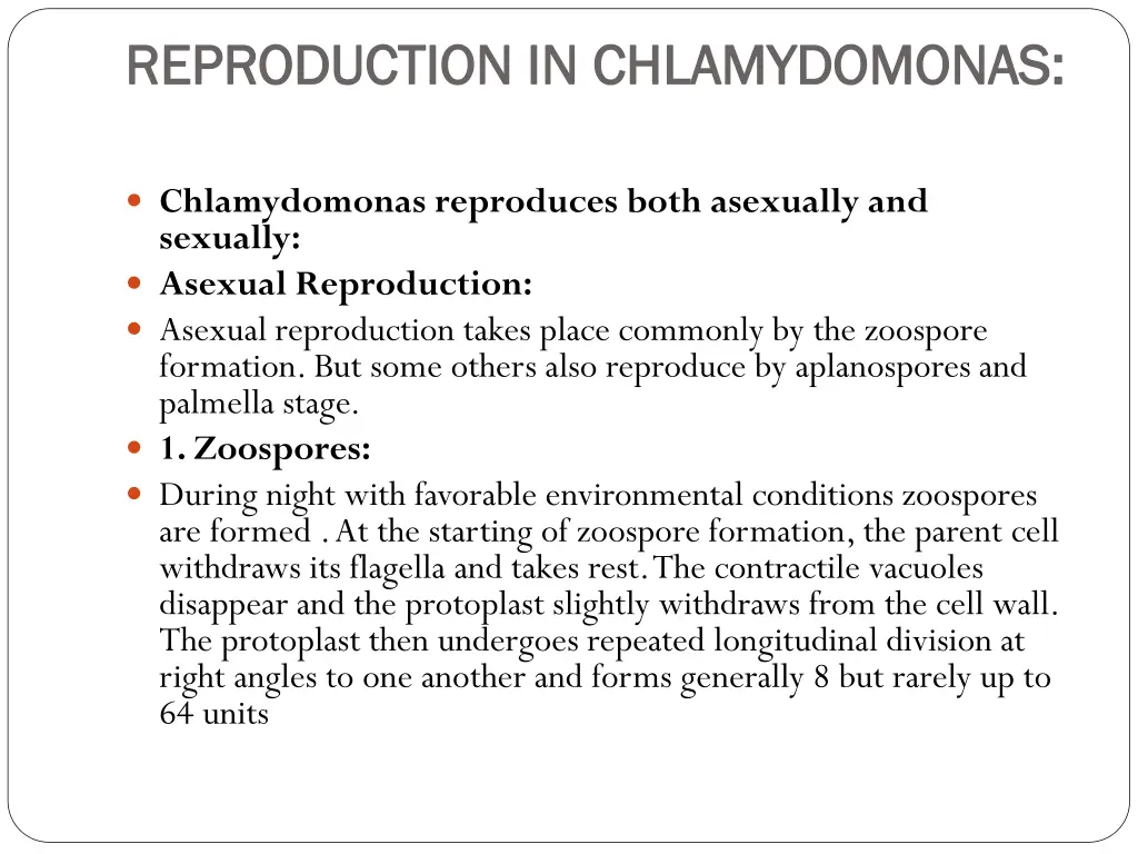 reproduction in reproduction in chlamydomonas