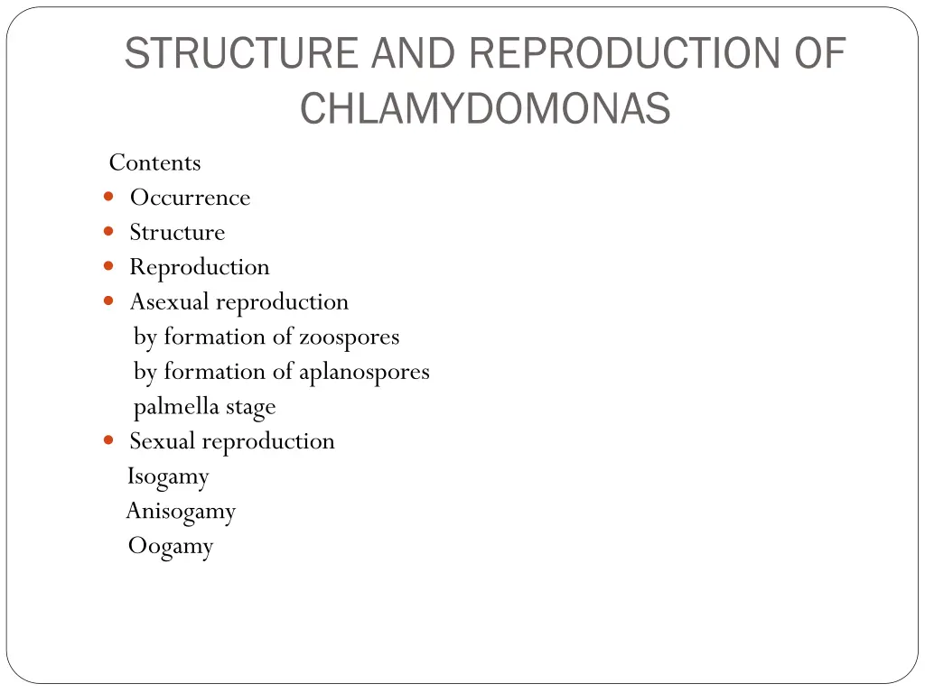 structure and reproduction of chlamydomonas