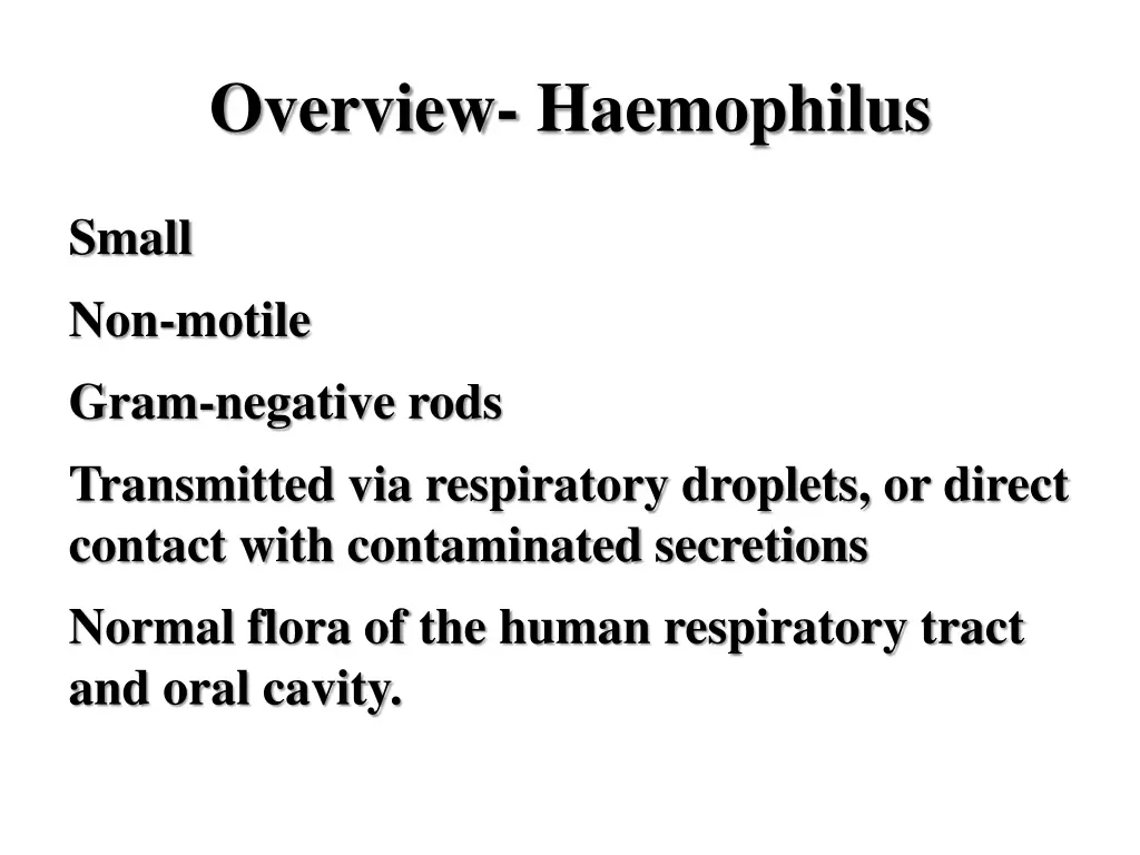 overview haemophilus