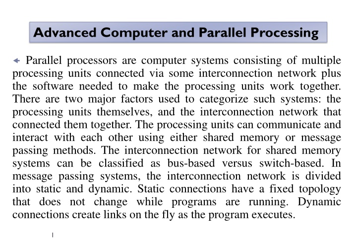 advanced computer and parallel processing