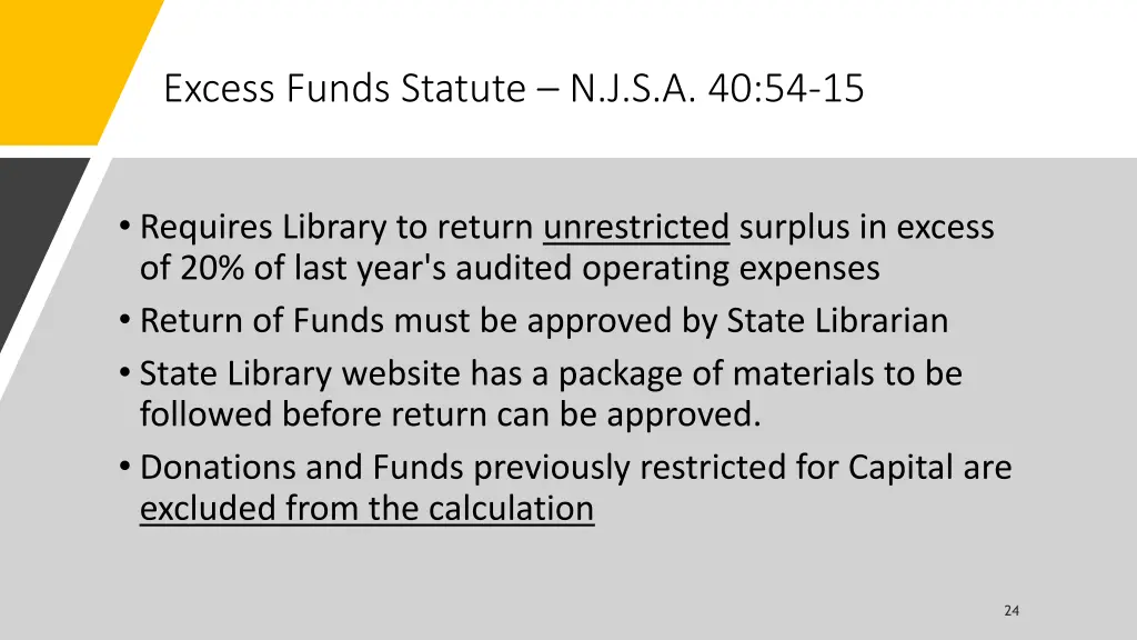 excess funds statute n j s a 40 54 15