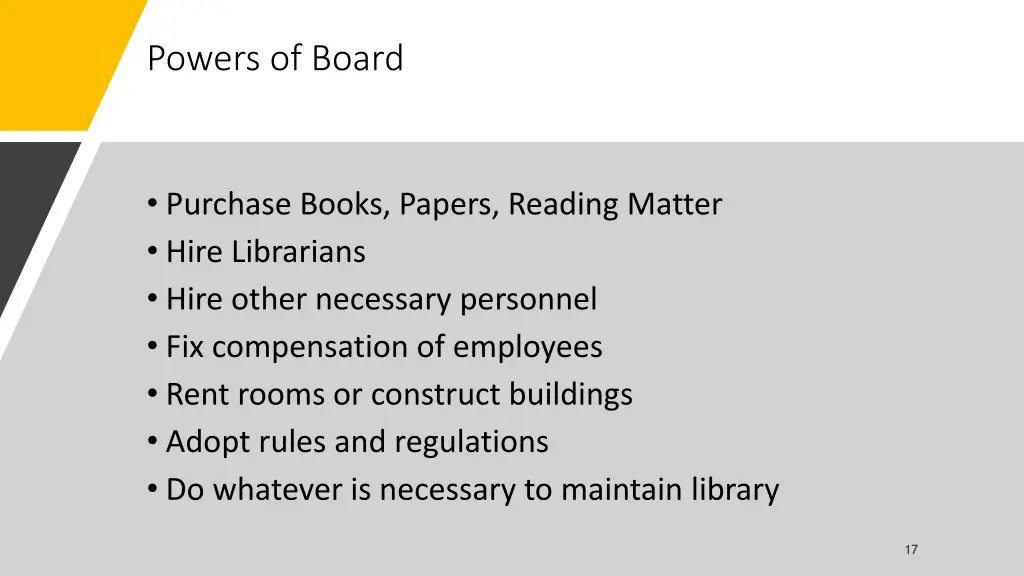powers of board