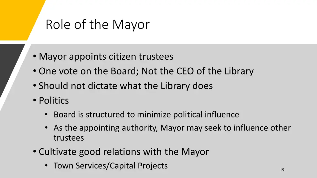 role of the mayor