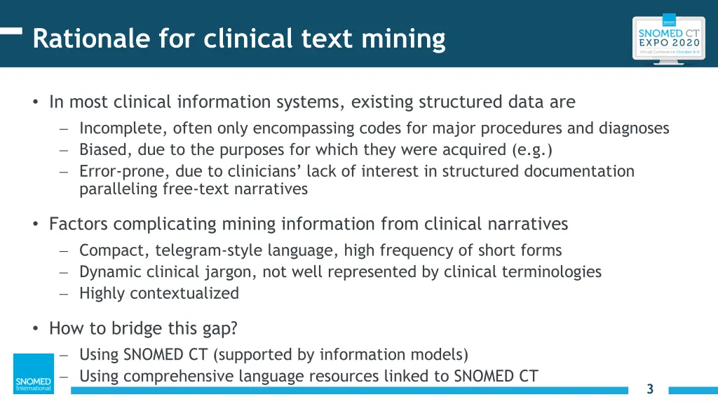 rationale for clinical text mining
