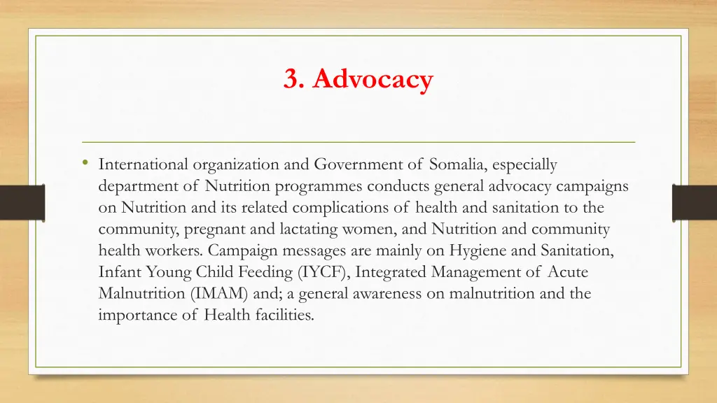 3 advocacy