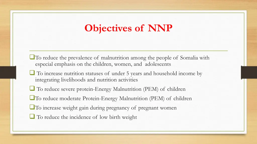 objectives of nnp