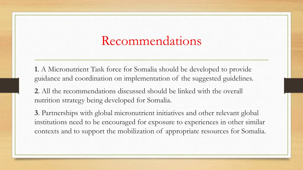 recommendations